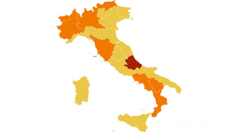 Monitoraggio settimanale, otto Regioni e Bolzano cambiano fascia