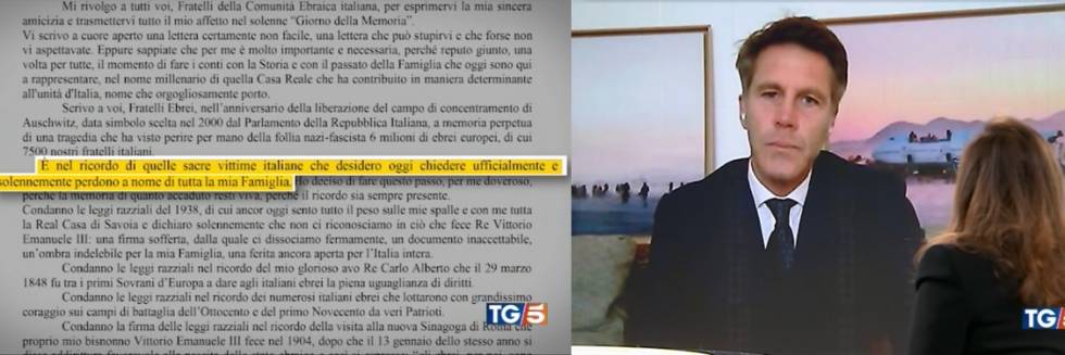 Emanuele Filiberto scrive alla comunità ebraica: 