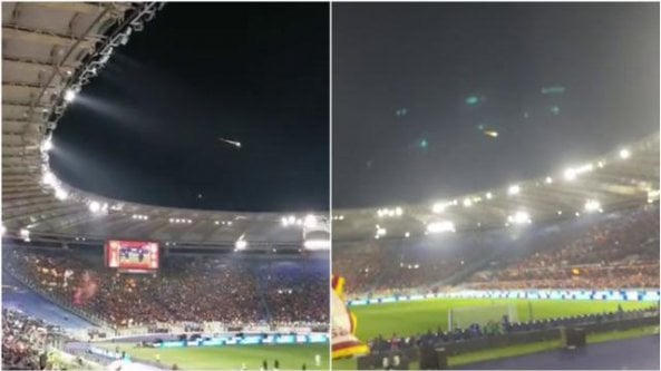 Una meteora attraversa il cielo sopra lo stadio Olimpico