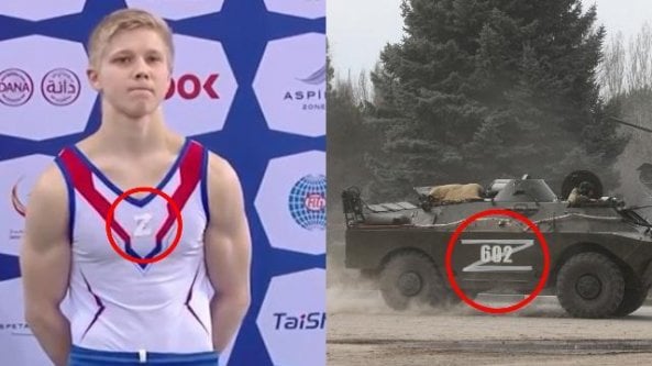 Lo sfregio del ginnasta russo: sul podio col campione ucraino indossa il simbolo dell'invasione   
