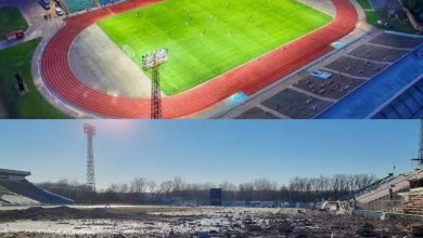 Ucraina, distrutto lo stadio di Chernihiv intitolato a Yuri Gagarin